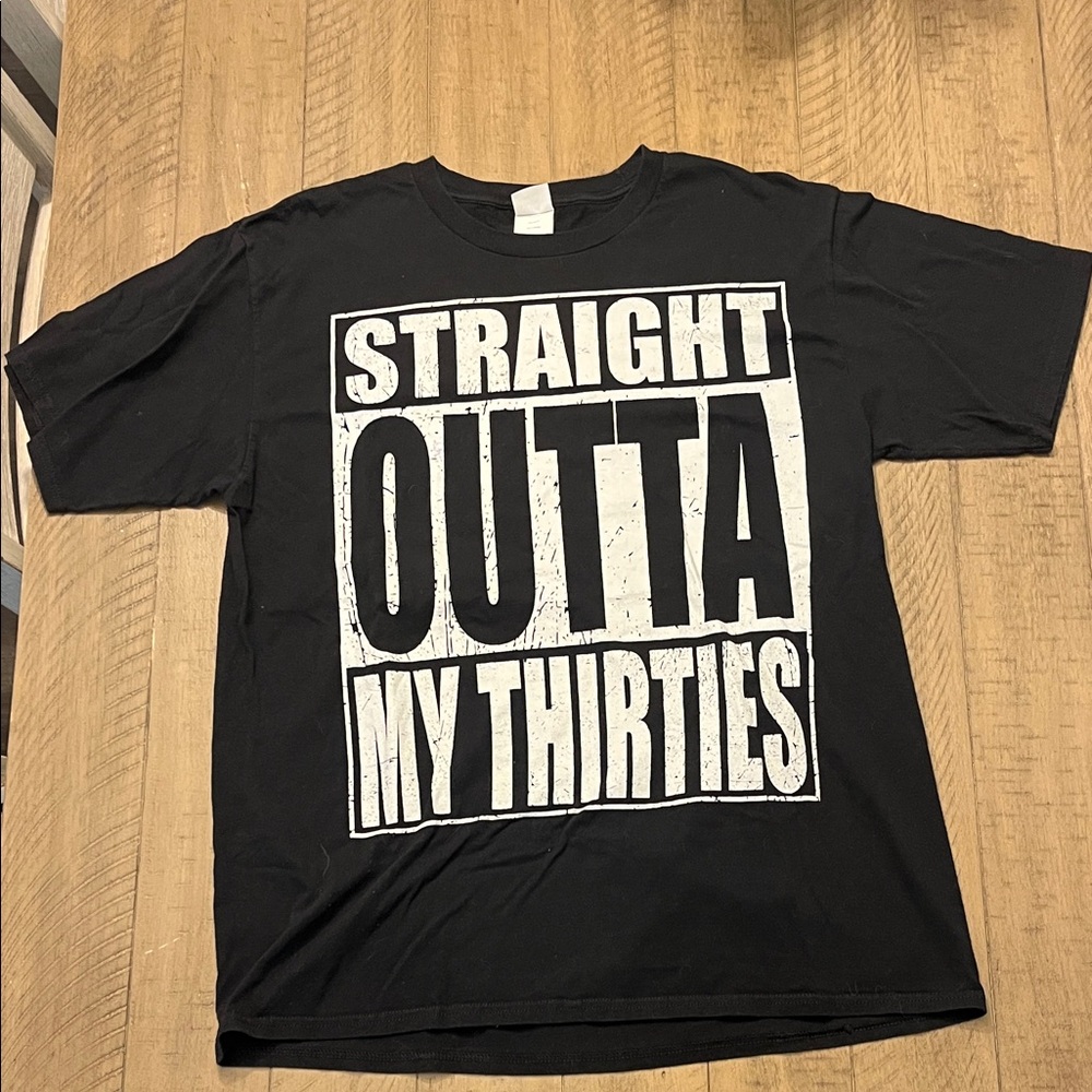 Black Graphic T-Shirt with Bold White Text